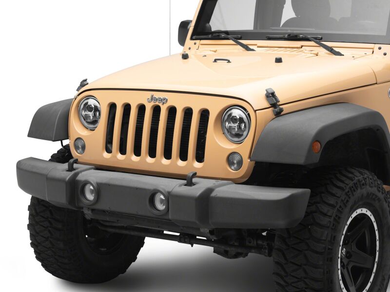 Raxiom 07-18 Jeep Wrangler Axial Series 7-Inch LED Headlights with DRL, Black Housing, Clear Lens