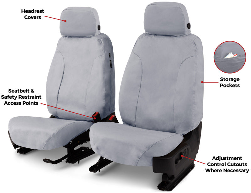 Covercraft 18-24 Jeep Wrangler JL 4 Door Polycotton SeatSaver Custom Front Row Seat Covers - Grey