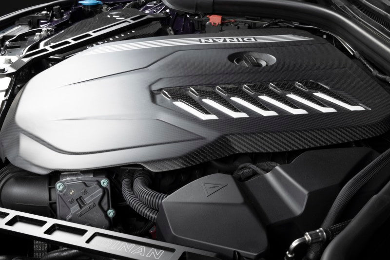 Dinan B58D Matte Carbon Fiber Engine Cover with Gloss Accents for BMW G Series Models