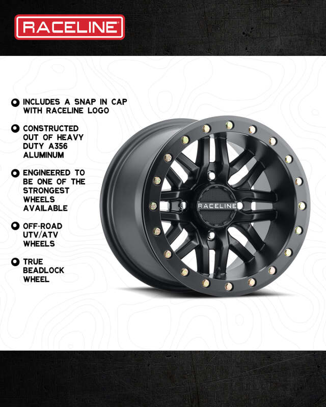 Raceline A91 Ryno 15x8 Cast Wheel, 4x137 Bolt Pattern, +10 Offset, Satin Black