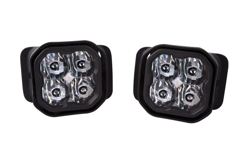 Diode Dynamics SS3 Sport Type F2 Fog Light Bracket Kit with Amber Backlight, White SAE Fog