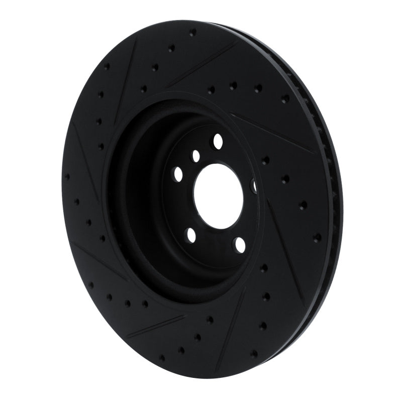 R1 Concepts RNC633-31130R Rear Right Drilled and Slotted Black Brake Rotor for Select BMW Models