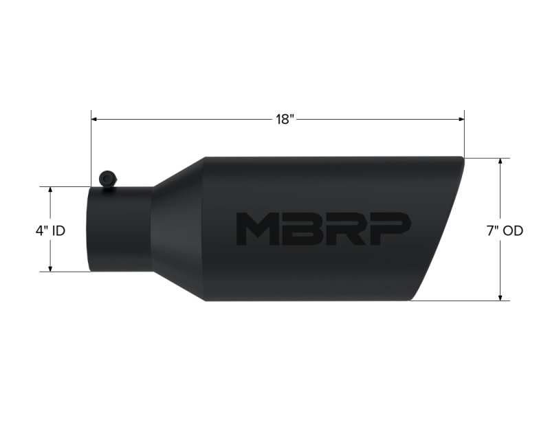 MBRP T5126BLK Armor BLK Universal Exhaust Tip, 4-Inch Inlet, 7-Inch Outlet