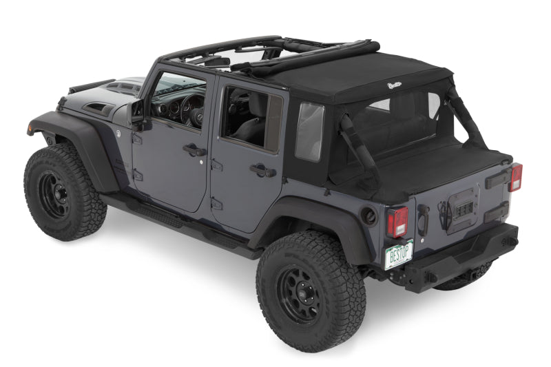 Bestop Halftop Soft Top for Jeep Wrangler JK 4-Door (Premium Black Twill, Part No. BES53901-17)