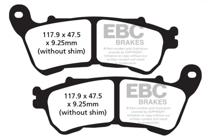 EBC Powersports FA640 Organic Front Brake Pads for 2014–2015 Harley-Davidson Sportster XL 883 R Roadster