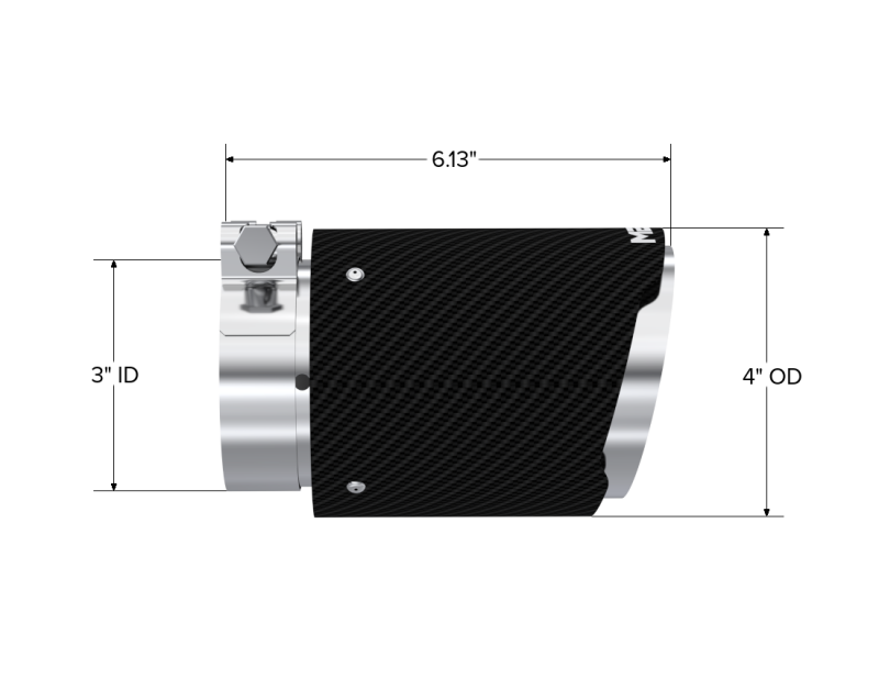 MBRP T5188CF Universal Carbon Fiber Exhaust Tip, 3-Inch Inlet, 4-Inch Outlet