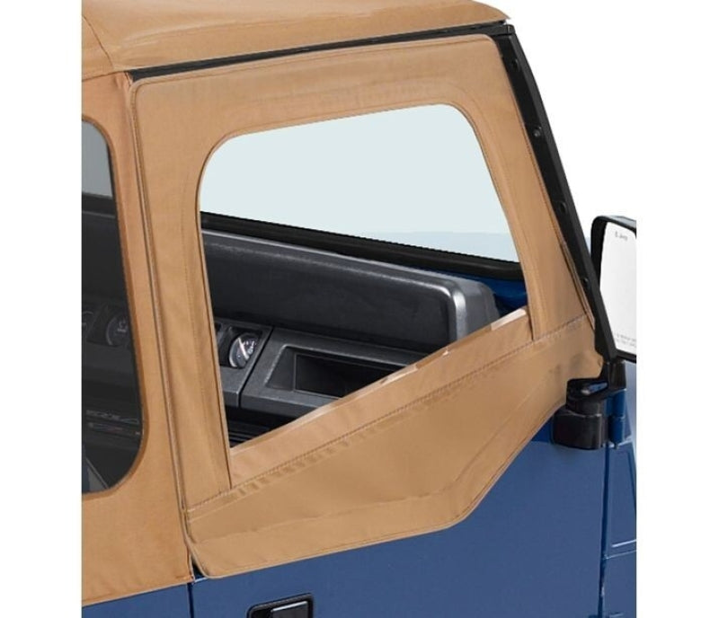 Bestop 88-95 Jeep Wrangler YJ Fabric Door Skins (Spice) – Replacement Upper Door Covers with Zippered Windows
