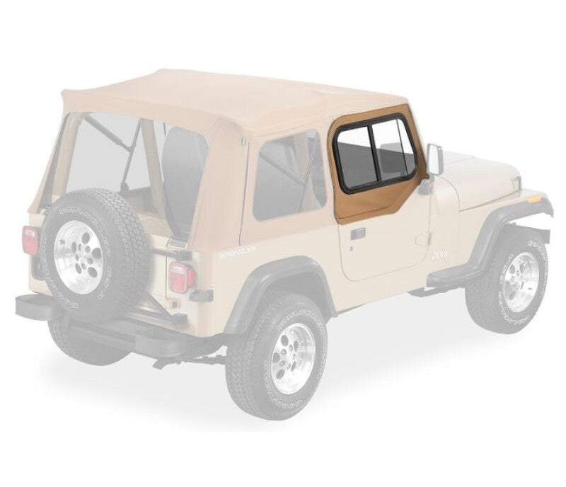 Bestop 88-95 Jeep Wrangler YJ Upper Door Sliders with Single Sliding Window - Rounded Upper Corner in Spice