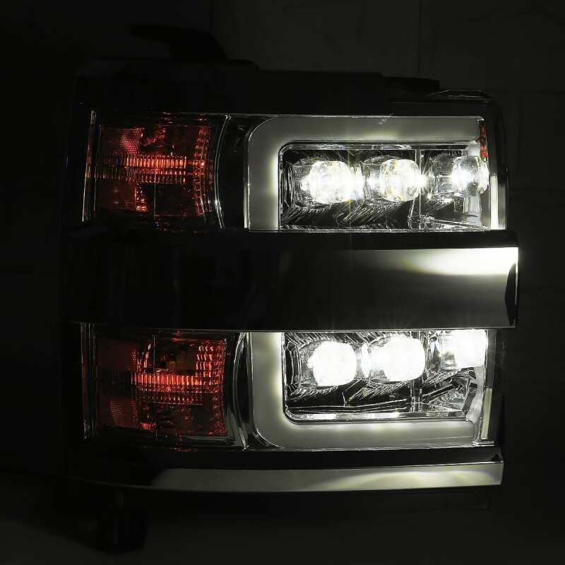 AlphaRex ARX880228 NOVA-Series LED Projector Headlights for 2019 Chevrolet Silverado 2500HD and 3500HD, Plank Style Chrome
