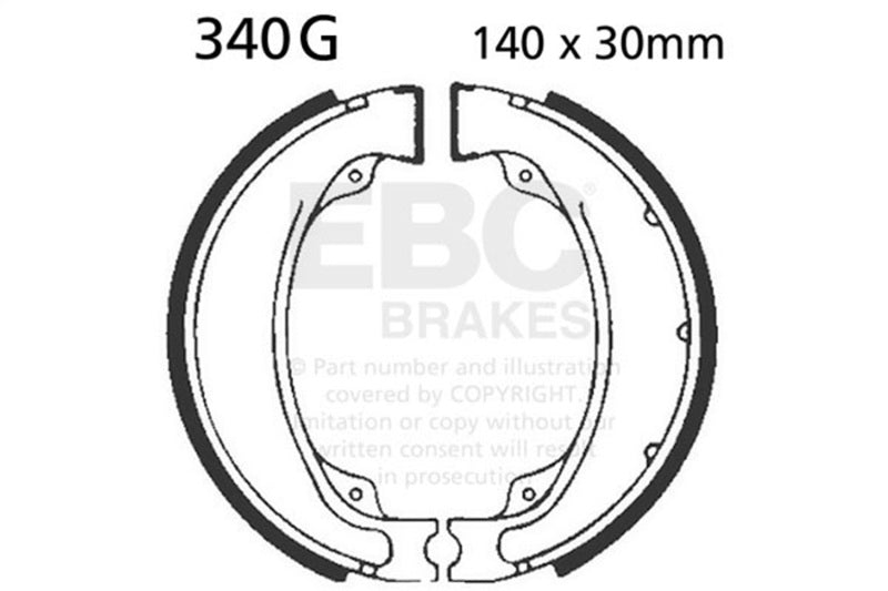 EBC Powersports 340G Grooved Replacement Brake Shoes for Honda TRX250