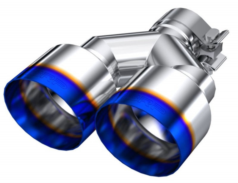 MBRP Burnt End Tip 2.5 ID, Dual 4 OD Out, 9.55 length, Single wall 304 Stainless Steel