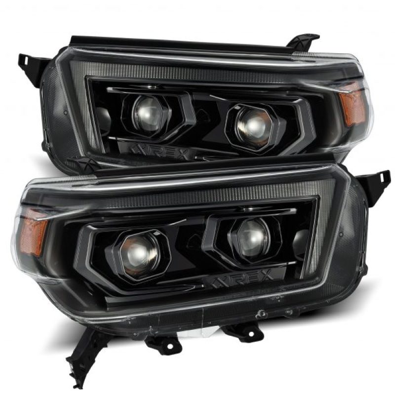 AlphaRex LUXX LED Projector Headlights for 2010-2013 Toyota 4Runner, Alpha Black, Plank Style, ARX880756