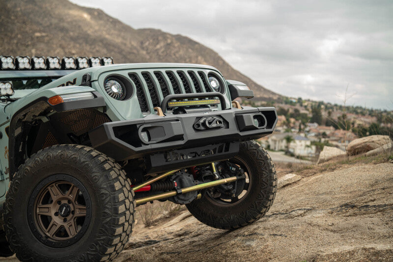 DV8 Offroad OE Plus Front Bumper for 2018-2025 Jeep Wrangler JL and 2020-2025 Gladiator JT, Part Number dveFBJL-13