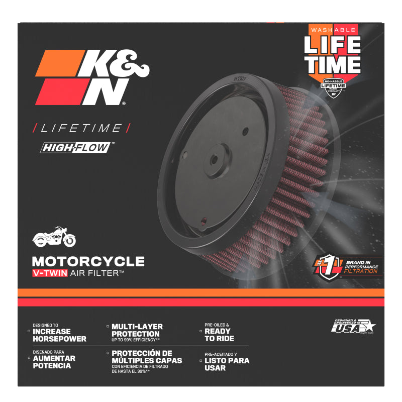 K&N Engineering knnHD-0900 High-Flow Air Filter for 1988-2012 Harley-Davidson Sportster