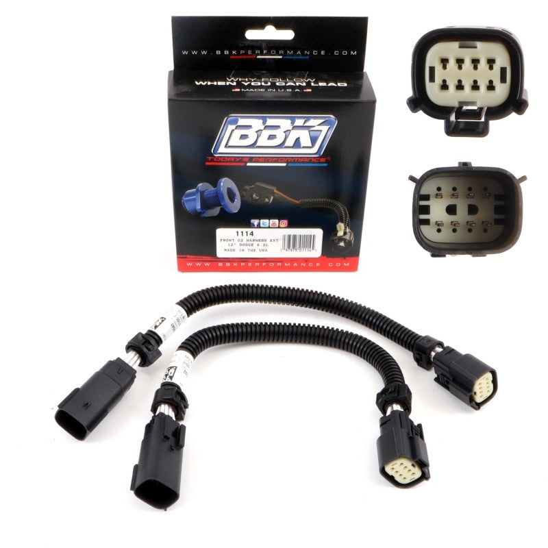 BBK 05-17 Dodge Hellcat 6.2L 6 Pin Front O2 Sensor Wire Harness Extensions 12 (pair)
