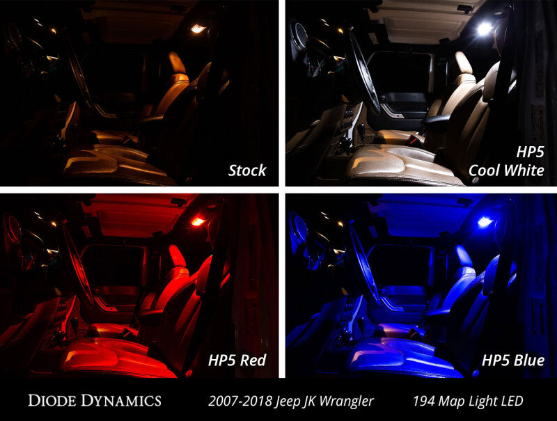 Diode Dynamics Wrangler JK 4-Door Interior LED Bulb Kit Stage 2 Cool White DD0364