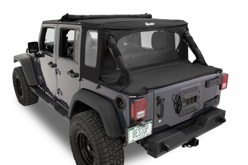 Bestop Halftop Soft Top for Jeep Wrangler JK 4-Door (Premium Black Twill, Part No. BES53901-17)