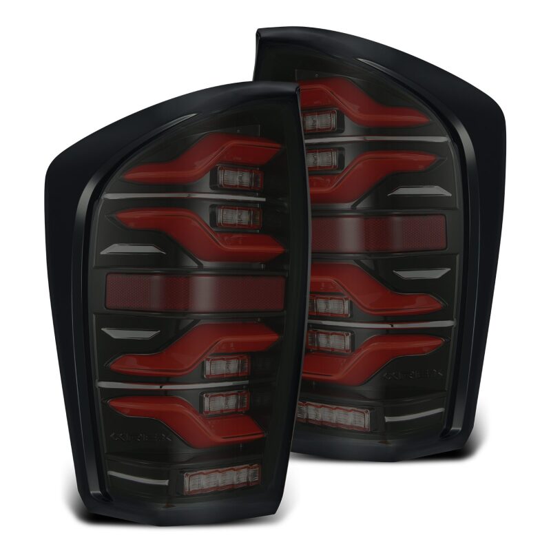 AlphaRex LUXX LED Taillights for 2016-2021 Toyota Tacoma, Black/Red with Active Light and Sequential Turn Signals - ARX680000