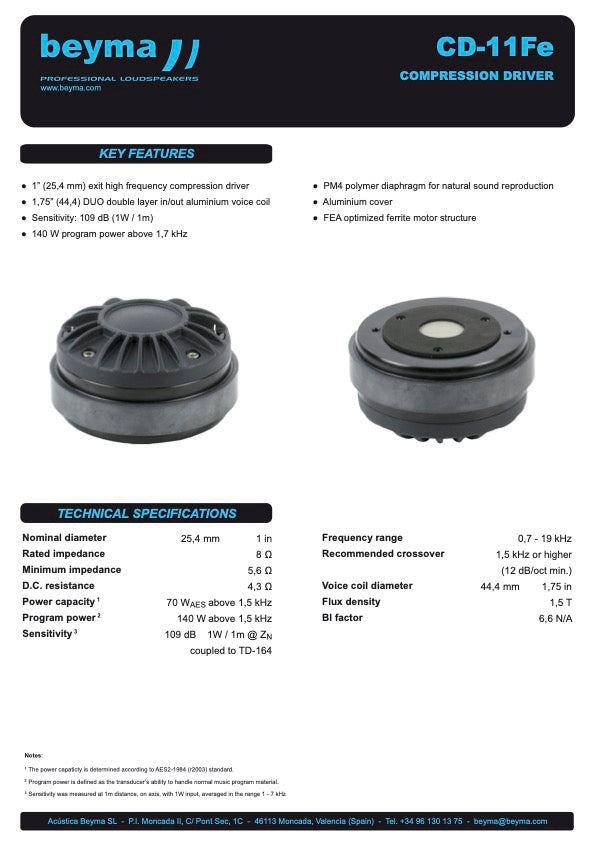 Beyma CD-11Fe compression driver - View 2
