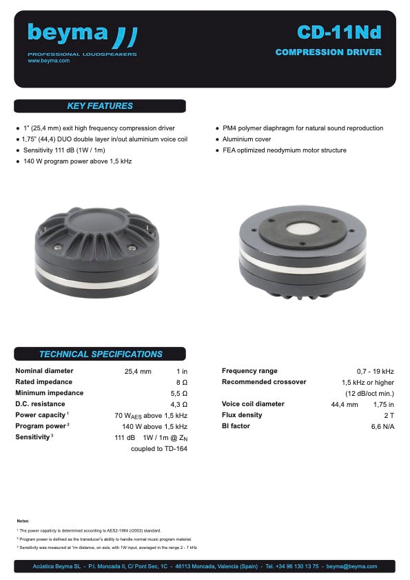 Beyma High-frequency compression driver CD-11Nd - View 2