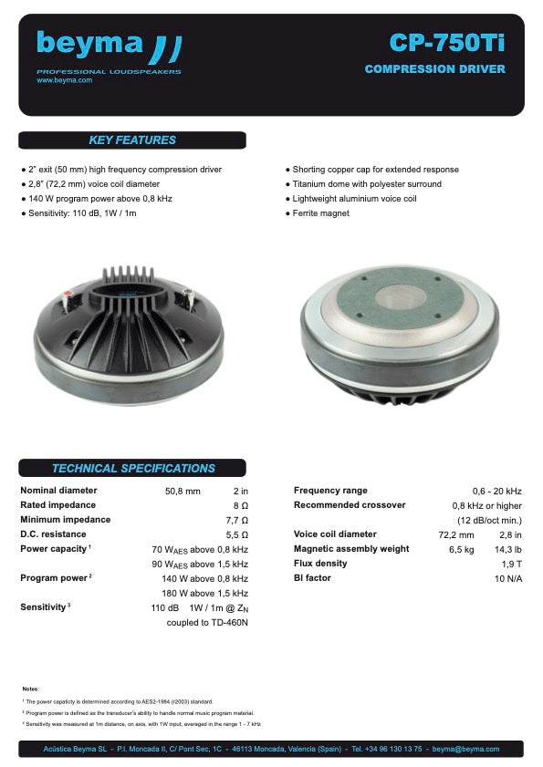 Beyma Compression Driver CP-750/Ti - View 2