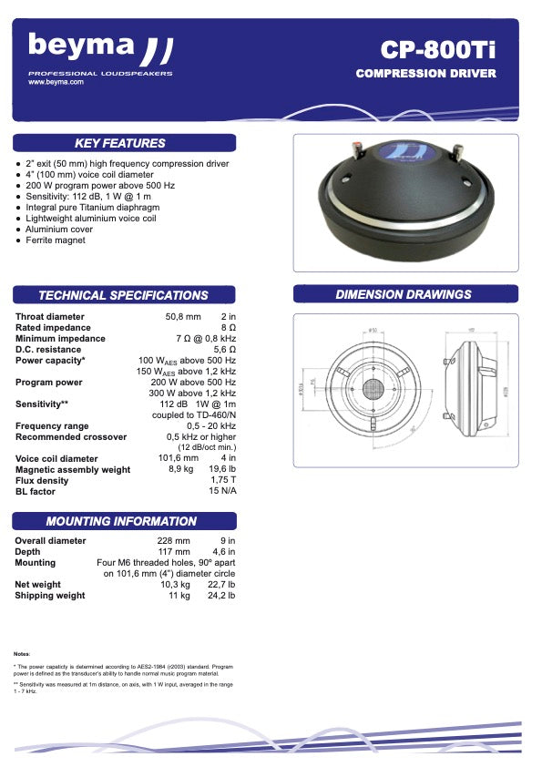 Beyma compression driver CP-800/Ti - View 2