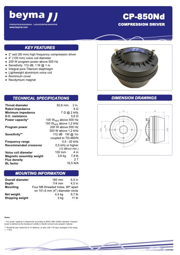 Beyma 1-inch exit compression driver CP-850Nd - View 2