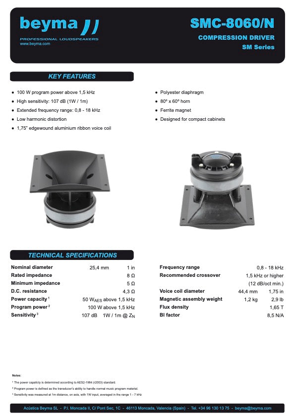 Beyma Compression Driver SMC-8060/N - View 2