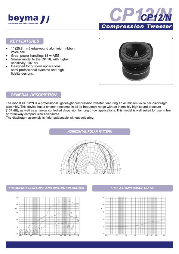 Beyma Compression Tweeter CP-12/N - View 2
