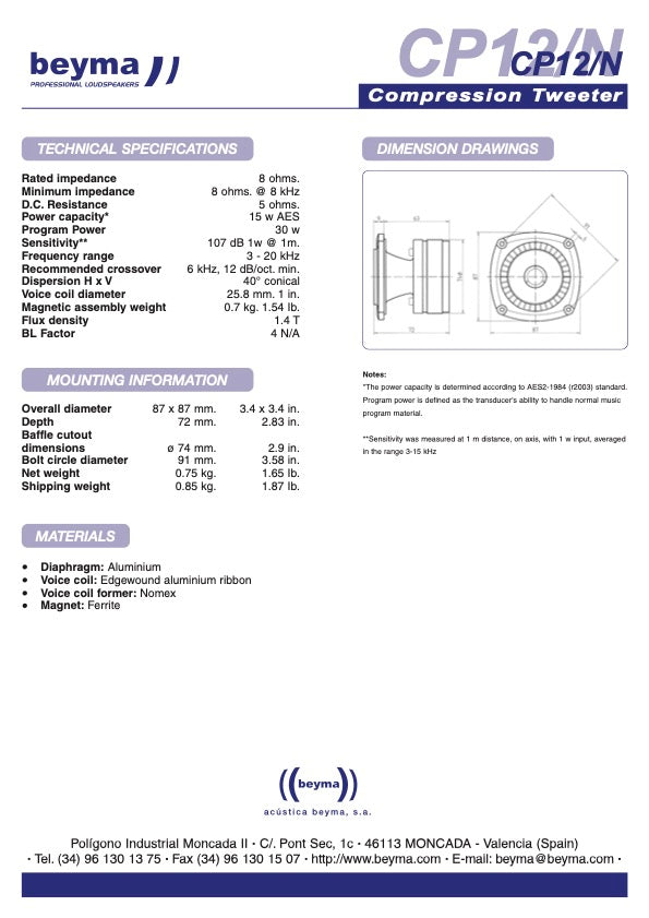 Beyma Compression Tweeter CP-12/N - View 3
