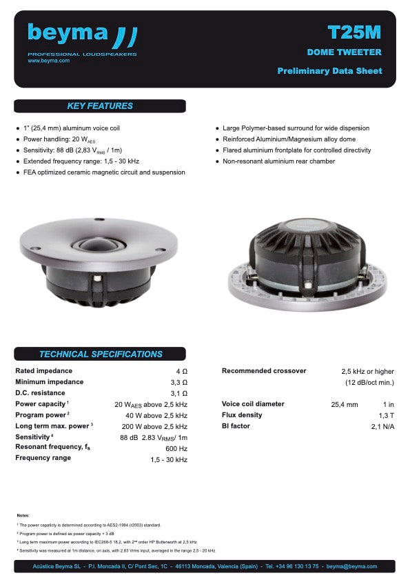 Beyma Dome Tweeter T-25M - View 2