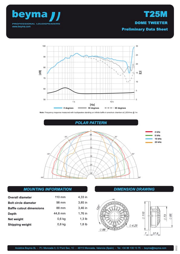 Beyma Dome Tweeter T-25M - View 3