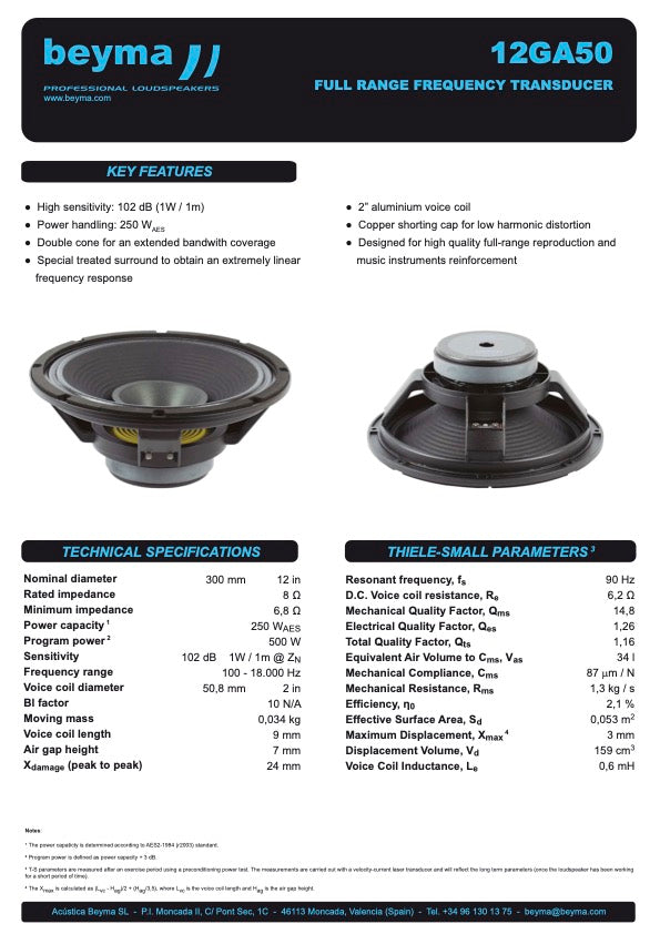 Beyma Full-Range Loudspeaker 12GA50 - View 2