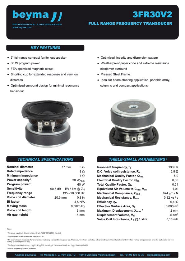 Beyma Loudspeaker 3FR30V2 - View 2