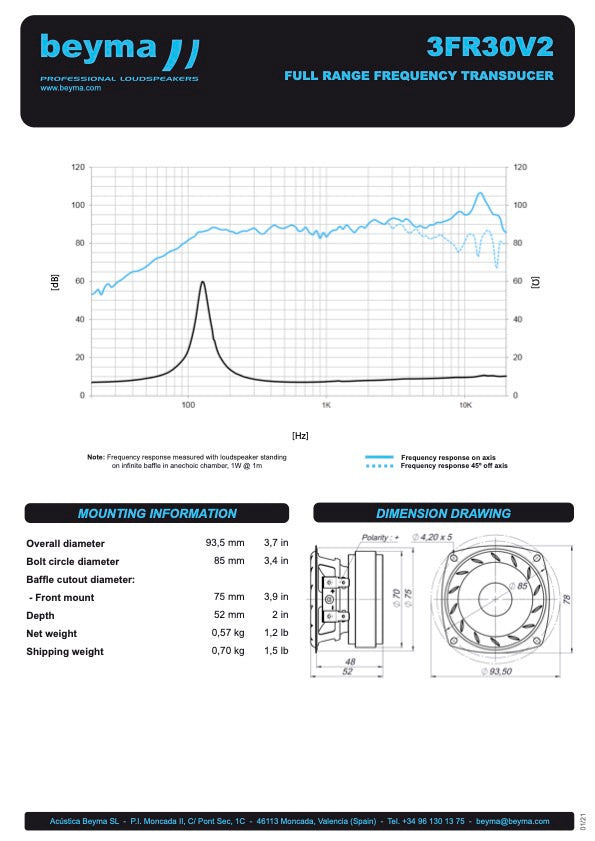 Beyma Loudspeaker 3FR30V2 - View 3