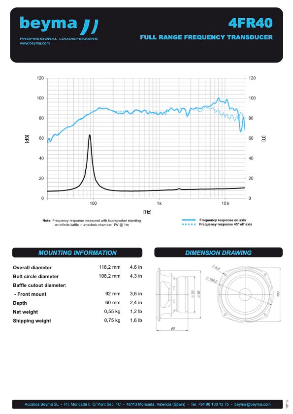 Beyma Full-Range Loudspeaker 4FR40 - View 4