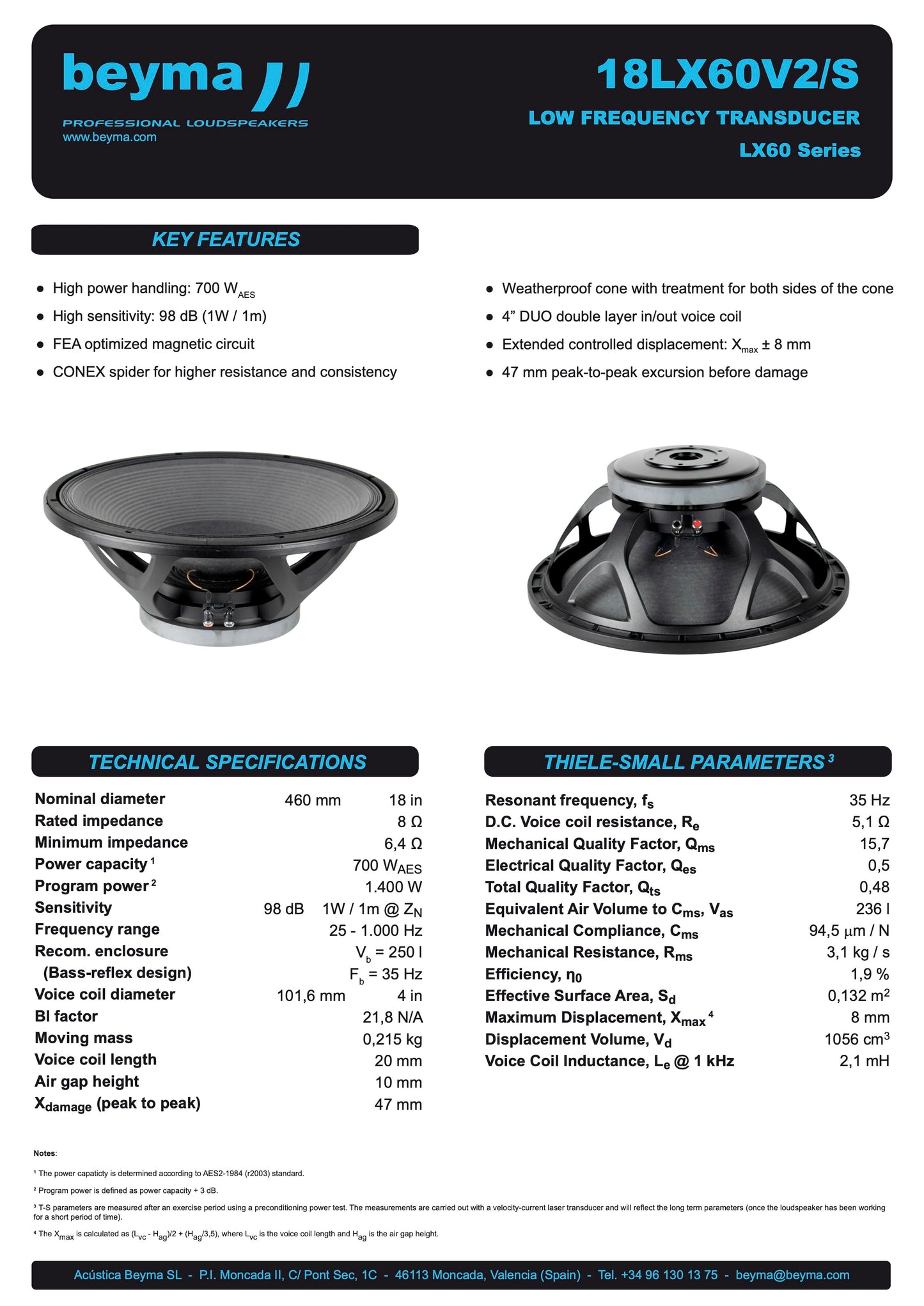 Beyma Loudspeaker 18LX60V2/S