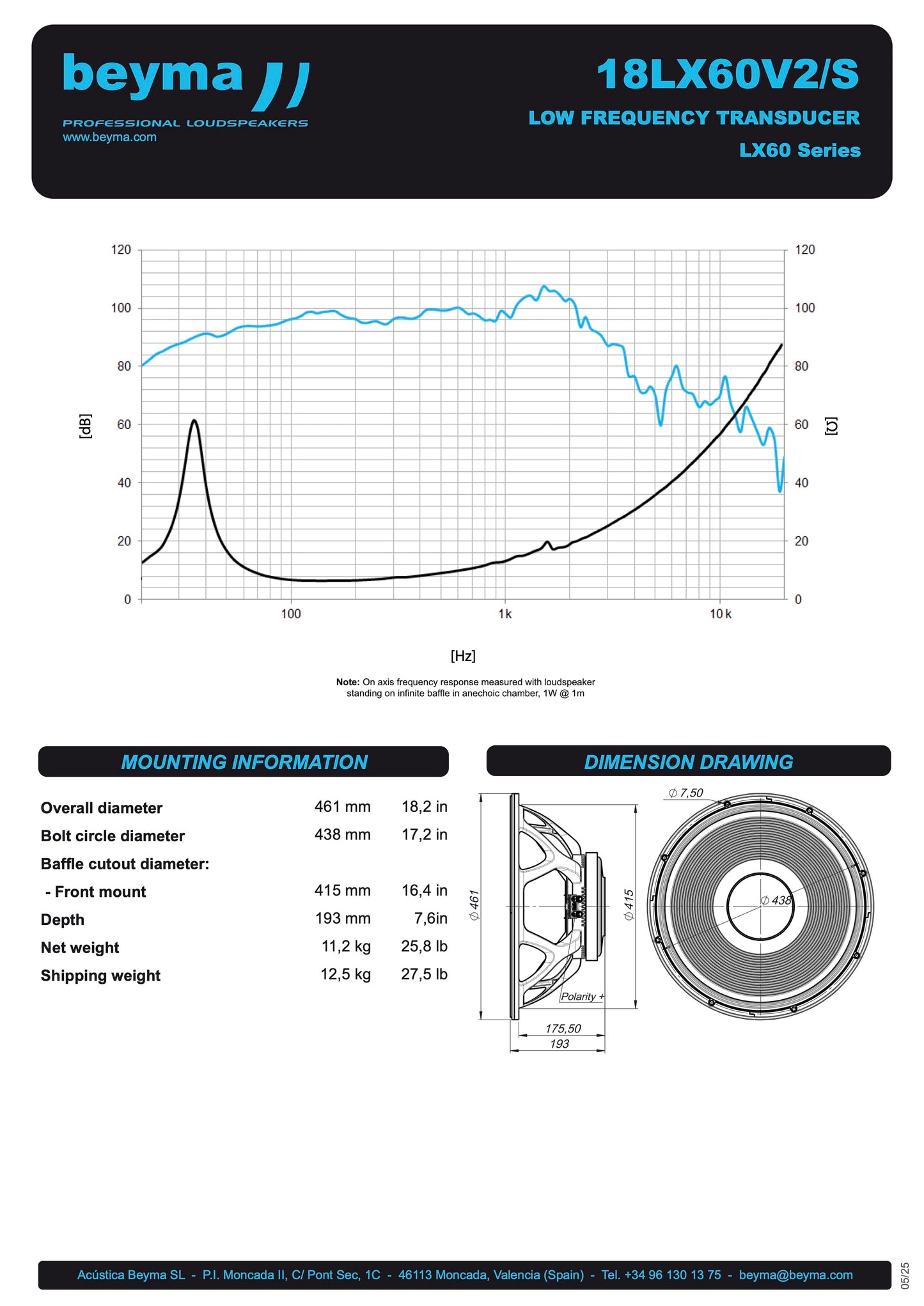 Beyma Loudspeaker 18LX60V2/S
