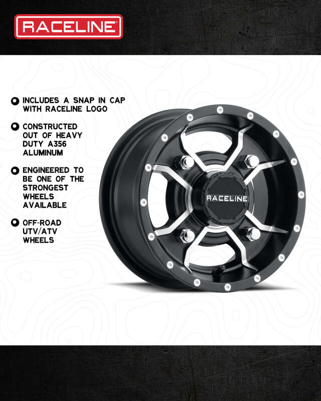 Raceline A77 Mamba 15-Inch Cast UTV Wheel, 4x156 Bolt Pattern, 5mm Offset, Black