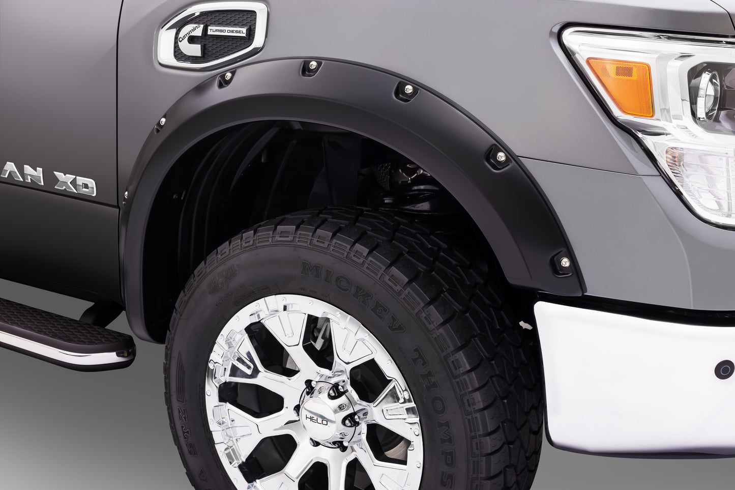 Bushwacker - 70908-02 - Fender Flare -  70908-02 Black Pocket/Rivet Style Smooth Finish 4-Piece Fender Flare Set for 2004-2015 Nissan Titan w/o Lock Box - P/N: 70908-02