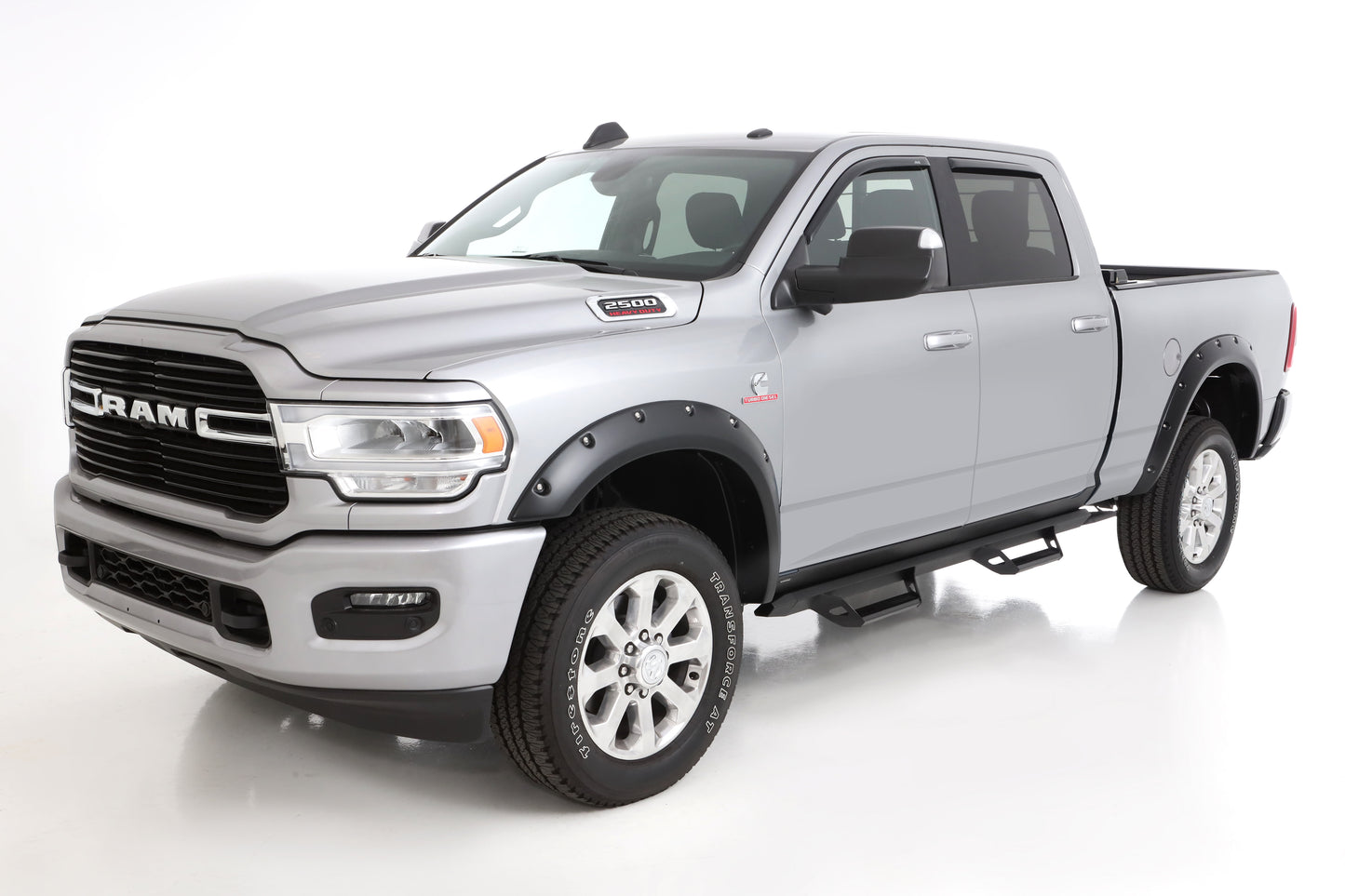 Bushwacker - 50930-02 - Fender Flare -  50930-02 Black Pocket/Rivet Style Smooth Finish 4-Piece Fender Flare Set for 2019-2023 Ram 2500/3500, Includes Dually - P/N: 50930-02