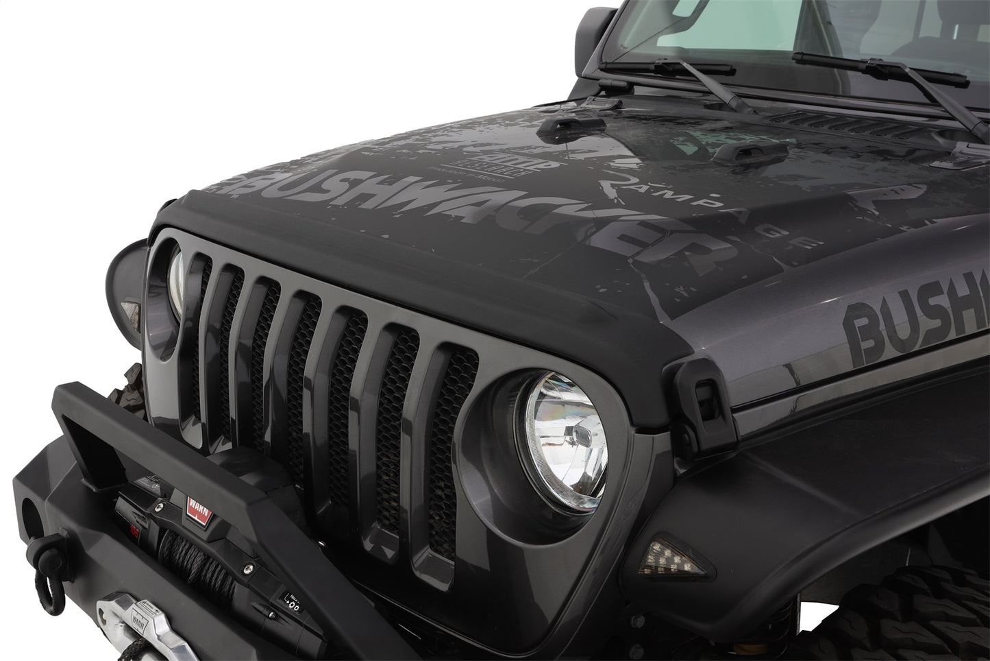 Bushwacker - 14093 - Rocker Panel -  14093 Trail Armor Hood Stone Guard Black Textured Finish, 1-Piece for 2018-2023 Jeep Wrangler JL, 2 and 4-Door - P/N: 14093