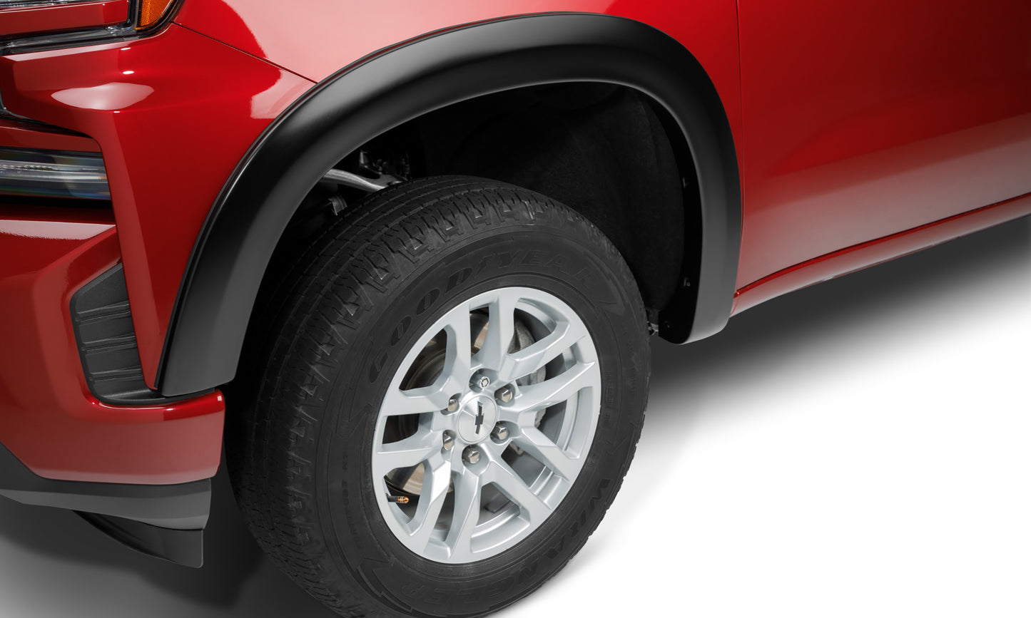 Bushwacker - 40996-02 - Fender Flare -  40930-02 Black OE-Style Smooth Finish 4-Piece Fender Flare Set for 2019-2024 Chevrolet Silverado 1500, 2022 Chevrolet Silverado 1500 LTD - P/N: 40996-02