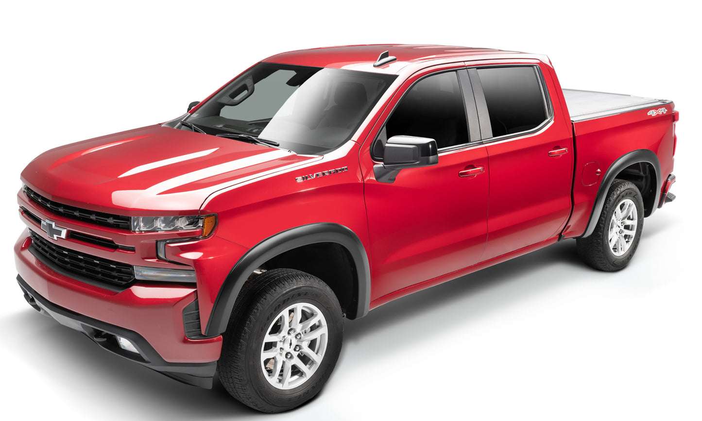 Bushwacker - 40996-02 - Fender Flare -  40930-02 Black OE-Style Smooth Finish 4-Piece Fender Flare Set for 2019-2024 Chevrolet Silverado 1500, 2022 Chevrolet Silverado 1500 LTD - P/N: 40996-02