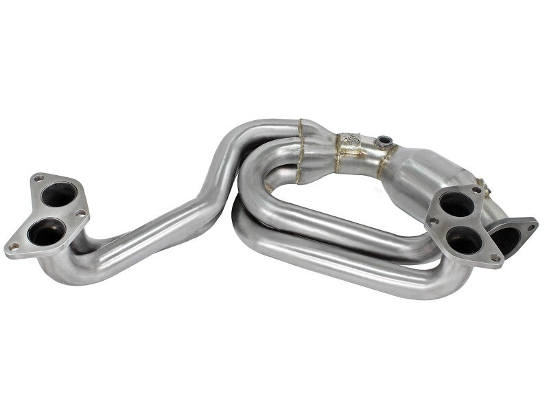 aFe Twisted Steel 304 Stainless Steel Long Tube Header with High-Flow Catalytic Converter, 48-36005-1HC