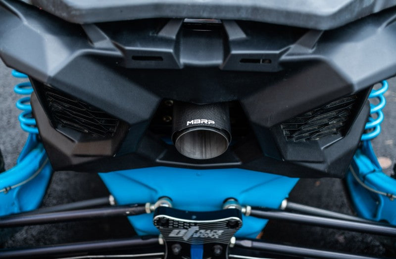 MBRP 17-21 Can-Am Maverick Turbo/Turbo R 2.5in Chamber Oval Turbo Back Exhaust - Carbon Fiber Tip