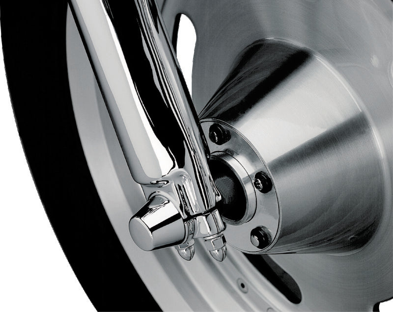 Kuryakyn 1214 Chrome Front Axle Nut Caps for Harley-Davidson Touring Models