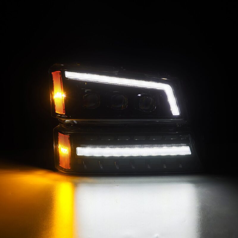 AlphaRex NOVA-Series Alpha-Black LED Projector Headlights for 2003-2006 Chevy Silverado and Avalanche, ARX880254