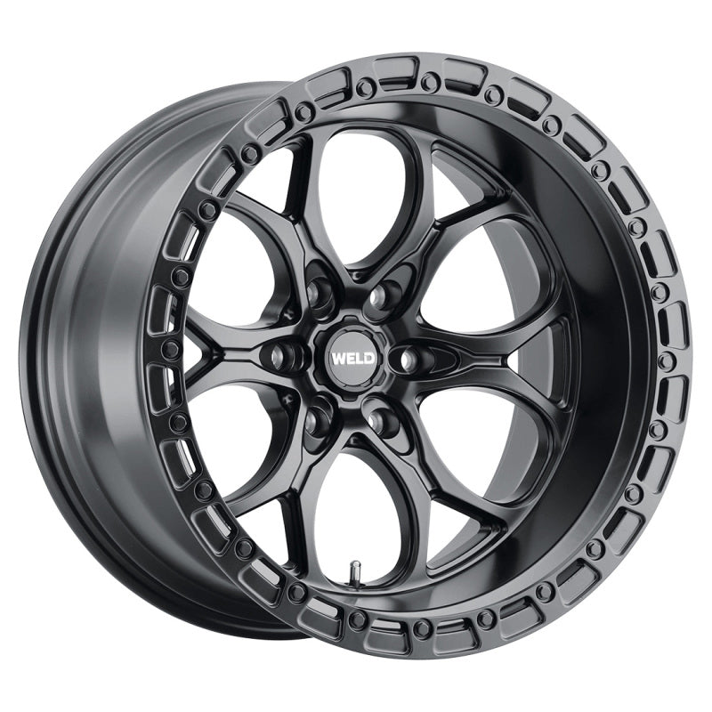 Weld W108 20X9 Ledge 6X139.7 ET20 BS5.75 Satin Black / Black Ring 106.1