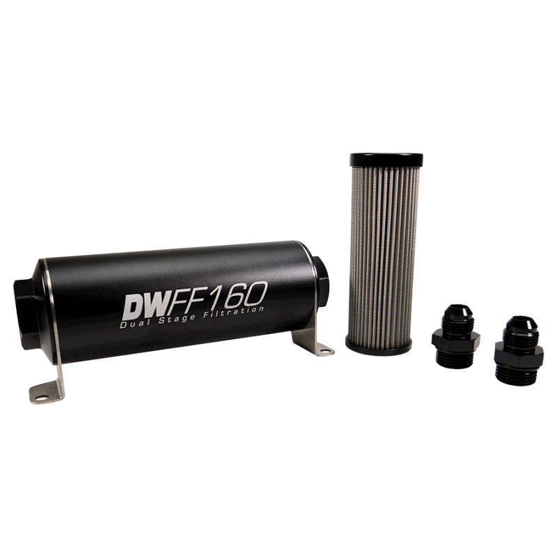 DeatschWerks DWK8-03-160-010K-8 Stainless Steel 8AN 10-Micron Inline Fuel Filter Housing Kit